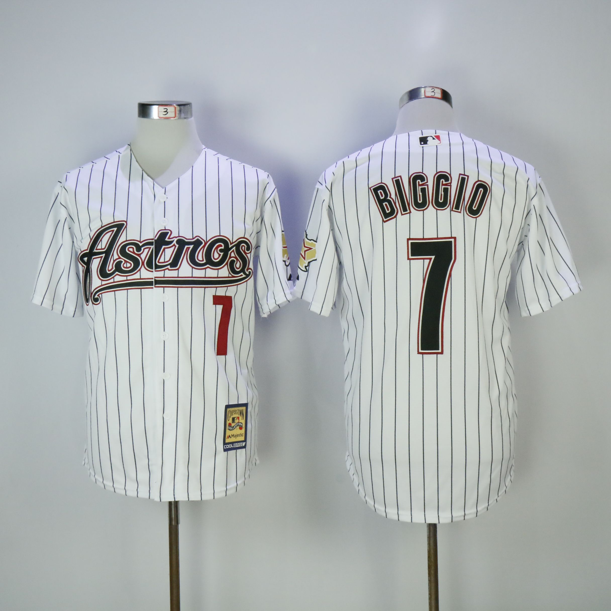 Men Houston Astros #7 Biggio White Throwback MLB Jerseys